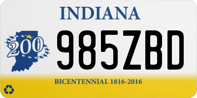 IN license plate 985ZBD