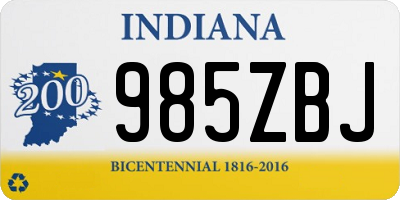 IN license plate 985ZBJ