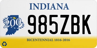 IN license plate 985ZBK