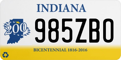 IN license plate 985ZBO