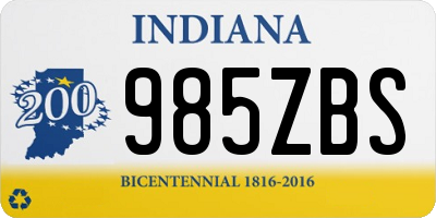 IN license plate 985ZBS