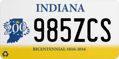 IN license plate 985ZCS