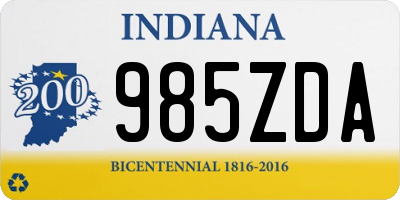 IN license plate 985ZDA