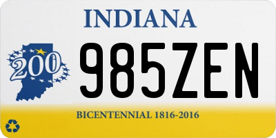 IN license plate 985ZEN