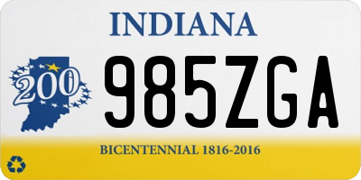 IN license plate 985ZGA