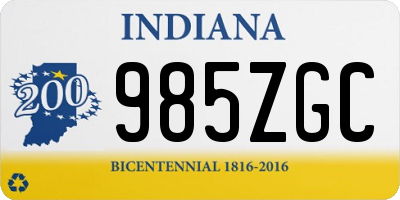 IN license plate 985ZGC