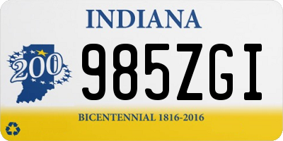 IN license plate 985ZGI