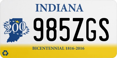 IN license plate 985ZGS