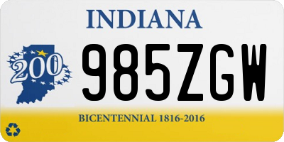 IN license plate 985ZGW