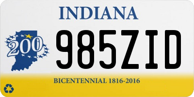 IN license plate 985ZID