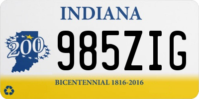 IN license plate 985ZIG