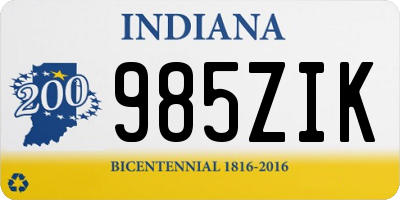 IN license plate 985ZIK