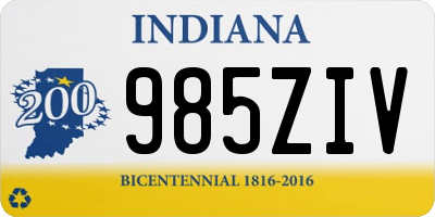 IN license plate 985ZIV