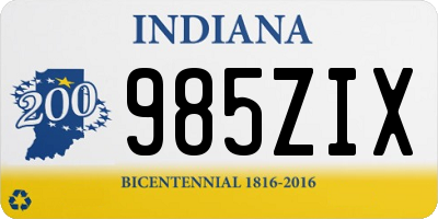 IN license plate 985ZIX