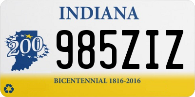 IN license plate 985ZIZ