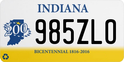 IN license plate 985ZLO