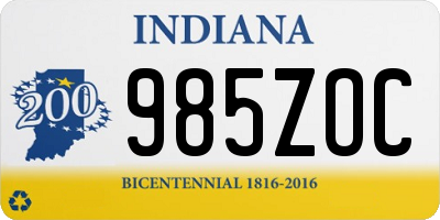 IN license plate 985ZOC