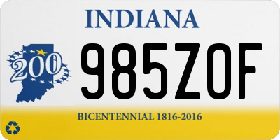 IN license plate 985ZOF