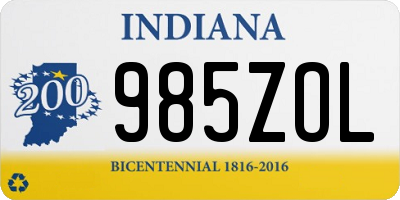 IN license plate 985ZOL