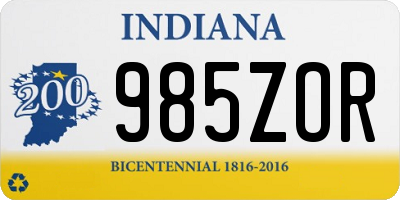 IN license plate 985ZOR