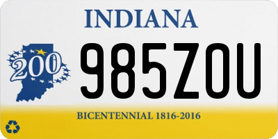 IN license plate 985ZOU