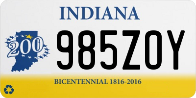 IN license plate 985ZOY