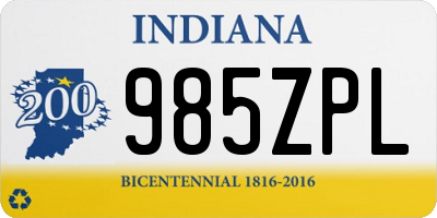 IN license plate 985ZPL