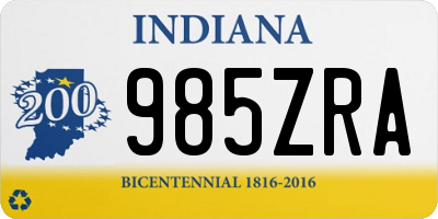 IN license plate 985ZRA