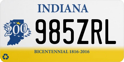 IN license plate 985ZRL