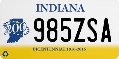 IN license plate 985ZSA