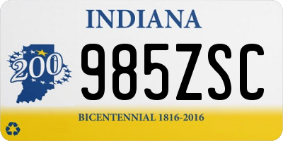 IN license plate 985ZSC