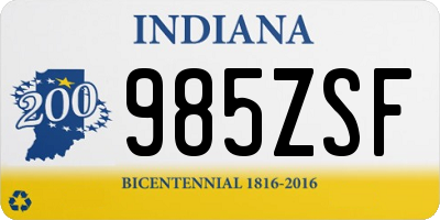 IN license plate 985ZSF