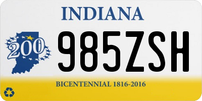 IN license plate 985ZSH