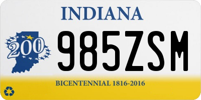 IN license plate 985ZSM