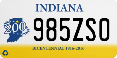 IN license plate 985ZSO