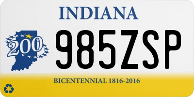 IN license plate 985ZSP