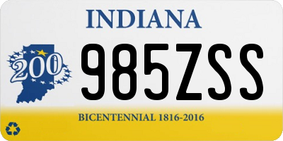 IN license plate 985ZSS