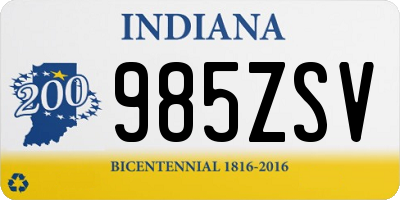 IN license plate 985ZSV