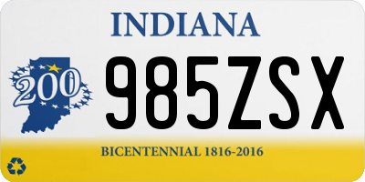 IN license plate 985ZSX