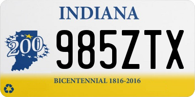 IN license plate 985ZTX