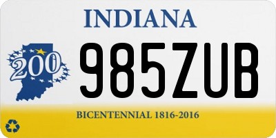 IN license plate 985ZUB