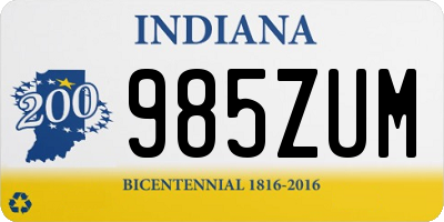 IN license plate 985ZUM