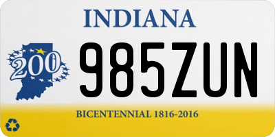 IN license plate 985ZUN