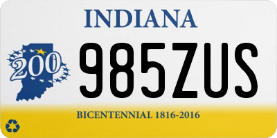 IN license plate 985ZUS