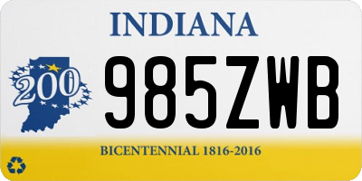 IN license plate 985ZWB