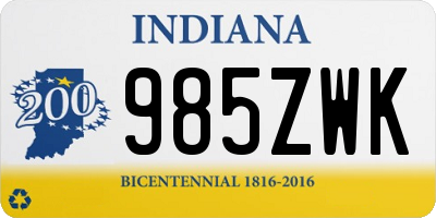 IN license plate 985ZWK