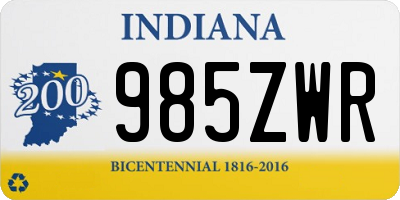 IN license plate 985ZWR