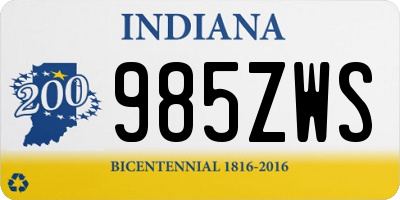 IN license plate 985ZWS