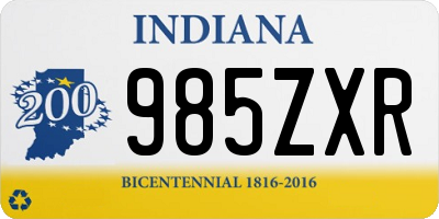 IN license plate 985ZXR