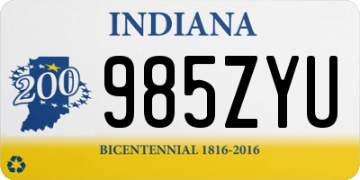 IN license plate 985ZYU